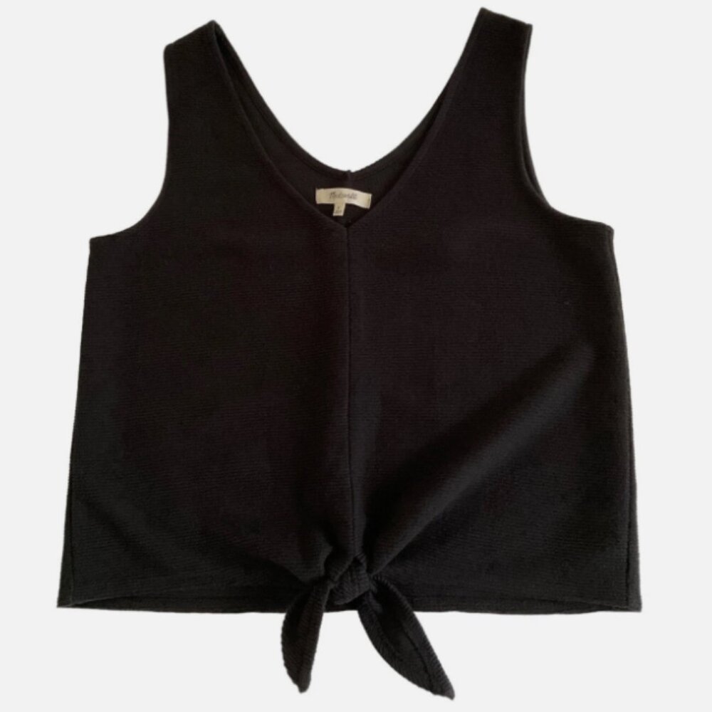 Madewell Black Texture & Thread Tie-Front Tank Top Size XL